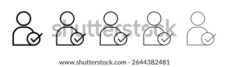 User check icon graphic set. trendy stroke line style