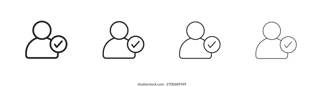 User check icon line design. thin line vector icon set.