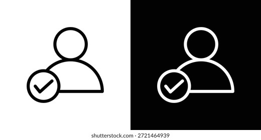 Concepto de logotipo de icono de verificación de usuario en trazos