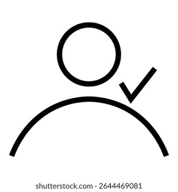 Icono de verificación de usuario sobre fondo blanco