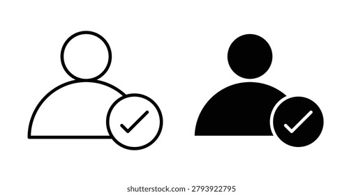 User check icon. Stroke vector and silhouette icons
