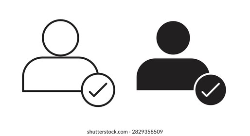 User check icon thin line symbol pack