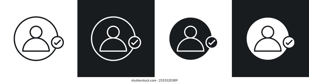 User check icon vector collection in black and white.