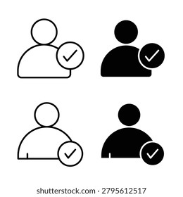 User check icon vector logo set flat and stroke lines