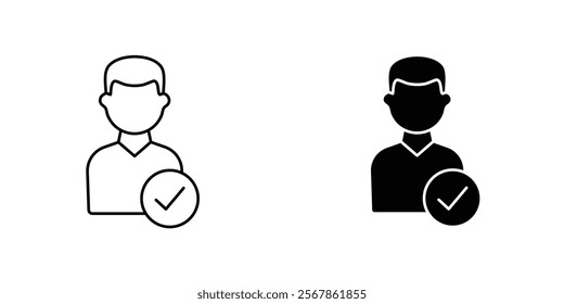 User check icons collection in Filled flat and thin line style.