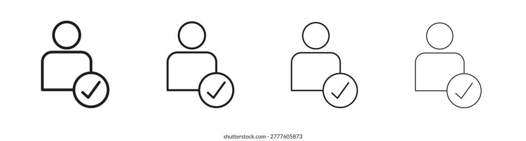User check icons. Editable stroke. Pixel perfect thin line icons.