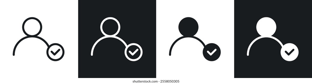 User check icons pack in black and white filled and outlined versions.