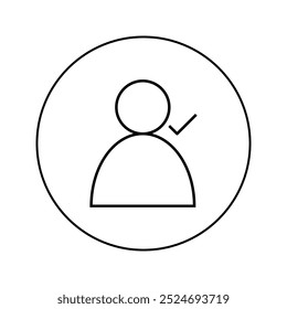 Icono de línea de salida de usuario con círculo.
