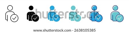 user check mark icon set. verified person, approved profile, reliable selection thin line and color style icon symbol sign for your app and web. vector illustration