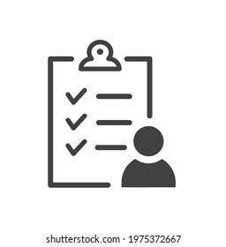 User checklist icon with a gray check boxes.