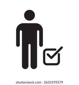 Icono de la lista de verificación del usuario. Marcas derechas y cruzadas
