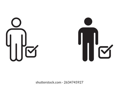 Icono de la lista de comprobación del usuario. marcas de derecha