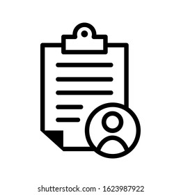 user checklist vector icon, manager candidate illustration sign, account activity symbol.