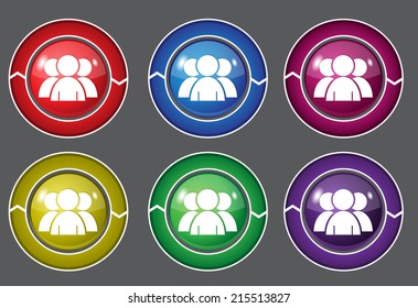 User Circular Vector Colorful Web Icon Set Button