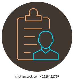 User clipboard line icon. Two color icon on round background