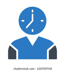 user clock glyph double color icon