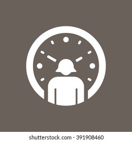 User & Clock, Human with Time Icon on Dark Gray Color. Eps-10.