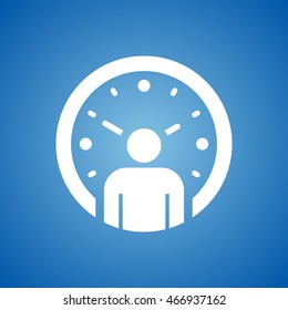 User & Clock Icon on blue color. 
