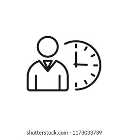 User with clock icon simple business sign vector time illustration
