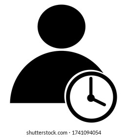 User with clock line icon, outline vector sign, linear style pictogram isolated on white