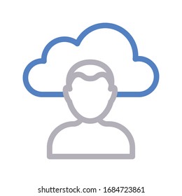 user cloud vector color line icon 