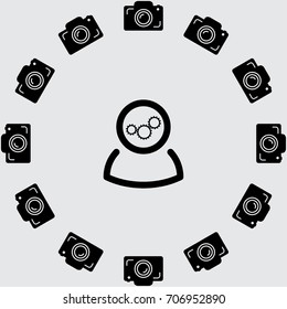 User with cogwheels vector icon
