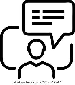 User Comment Icon - Person with Speech Bubble - Customer Feedback and Communication Profile Symbol
