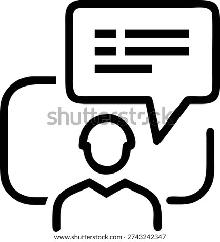 User Comment Icon - Person with Speech Bubble - Customer Feedback and Communication Profile Symbol