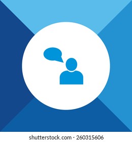 User With Comments Icon On Blue Background. Eps-10.