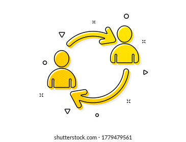 User communication or Human resources. Teamwork icon. Profile Avatar sign. Person silhouette symbol. Yellow circles pattern. Classic user communication icon. Geometric elements. Vector