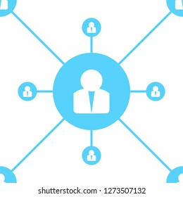User communication social links blue seamless pattern background
