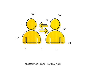 User communication. Teamwork icon. Profile Avatar sign. Person silhouette symbol. Yellow circles pattern. Classic communication icon. Geometric elements. Vector