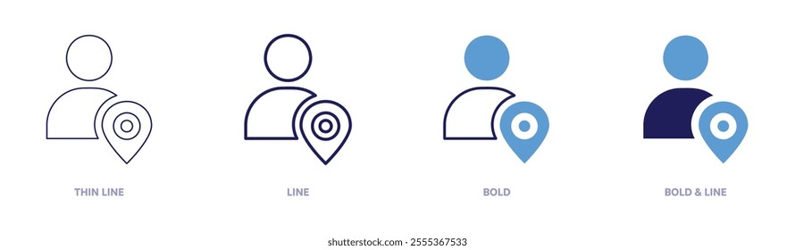 User community icon in 4 different styles. Thin Line, Line, Bold, and Bold Line. Duotone style. Editable stroke.