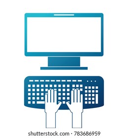 user with computer desktop