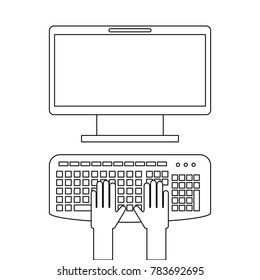 user with computer desktop