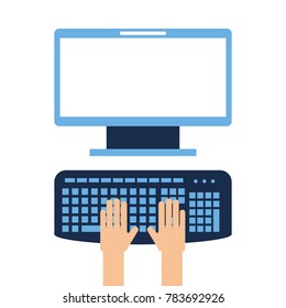user with computer desktop