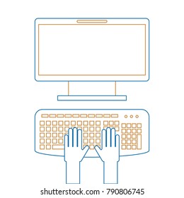 user with computer desktop