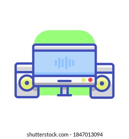 user with computer icon on desktop vector