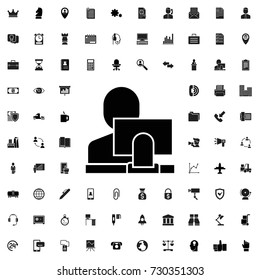 User and computer icon. set of filled company icons.