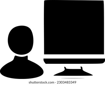 user and computer icon icon, sign, symbol, vector, art