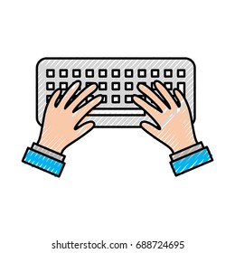 user with computer keyboard isolated icon