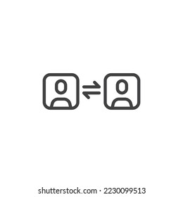 Icono de línea de conexión de usuario. Signo de estilo lineal de comunicación para concepto móvil y diseño web. Icono vector de contorno de dos personas y flechas. Símbolo, ilustración del logotipo. Gráficos vectoriales