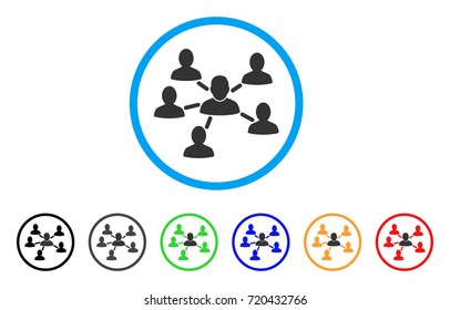 User Connections rounded icon. Style is a flat user connections gray symbol inside light blue circle with black, gray, green, blue, red, orange color versions.