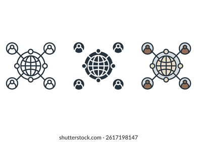 user connectivity icons isolated on White Background. Flat style design