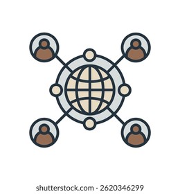 iconos de conectividad de usuario aislados sobre fondo blanco. Diseño de estilo plano