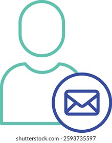 User contacts mail outline dual color vector illustration icon design