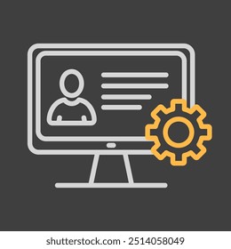User customize settings on monitor vector on dark background icon. User interface customization, programming. Concept of creating, setting personal pages and repairing.