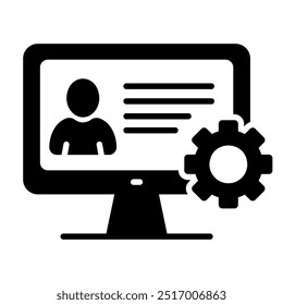 User customize settings on monitor vector icon. User interface customization, programming. Concept of creating, setting personal pages and repairing.