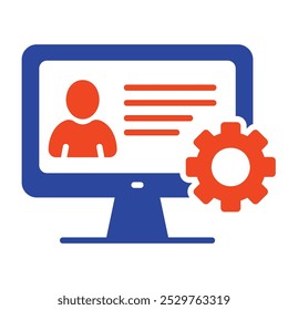 El usuario personaliza las Configuraciones en el ícono del Vector del monitor. Personalización de la interfaz de usuario, programación. Concepto de creación, configuración de páginas personales y reparación.