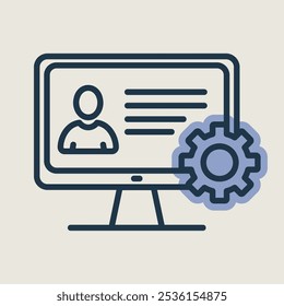 El usuario personaliza las Configuraciones en el ícono del Vector del monitor. Personalización de la interfaz de usuario, programación. Concepto de creación, configuración de páginas personales y reparación.